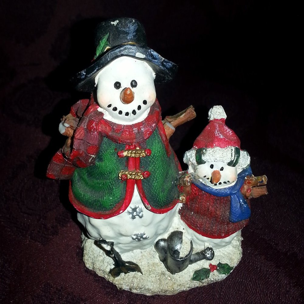 Rare Vintage Handmade Snowman & Son Figurine - Picture 1 of 6